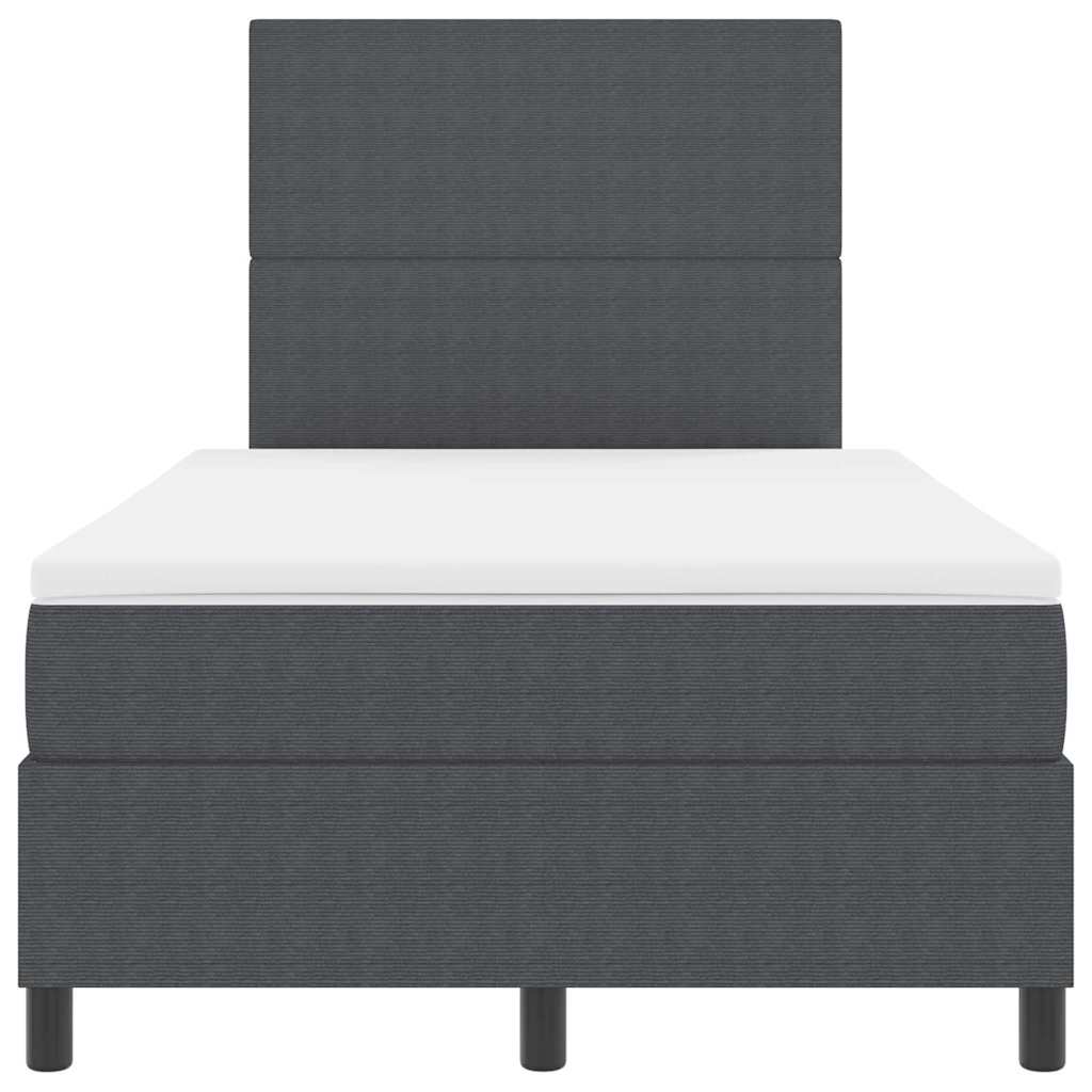 Boxspringbett Dunkelgrau und Weiß 120 x 190 cm Cordstoff