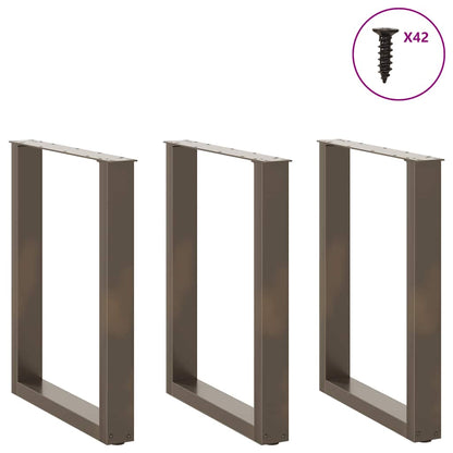 Esstischbeine U-Form 3 Stk. Naturstahl 70x(72-73) cm Stahl