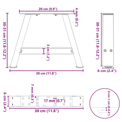 Couchtischbeine A-Form 2 Stk. 30x(30-31) cm Stahl