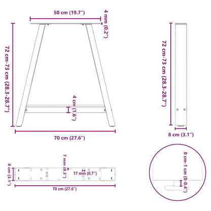 Esstischbeine A-Form 2 Stk. Anthrazit 70x(72-73) cm Stahl