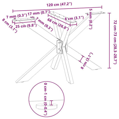 Esstischbein in Spinnenform Weiß 120x68x(72-73) cm Stahl