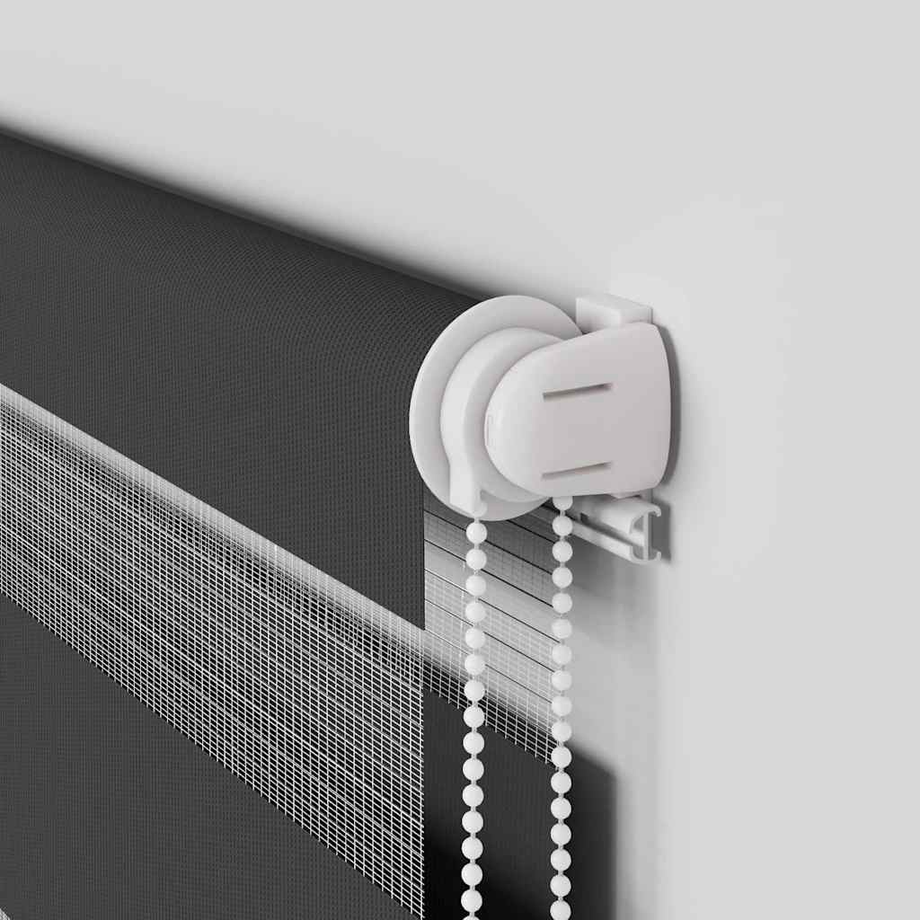 Doppelrollo Schwarz 45x200 cm Stoffbreite 40,9 cm Polyester