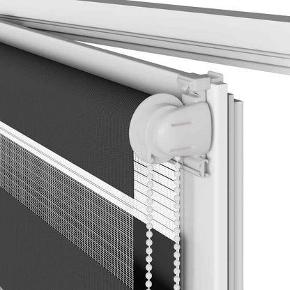 Doppelrollo Schwarz 75x200 cm Stoffbreite 70,9 cm Polyester