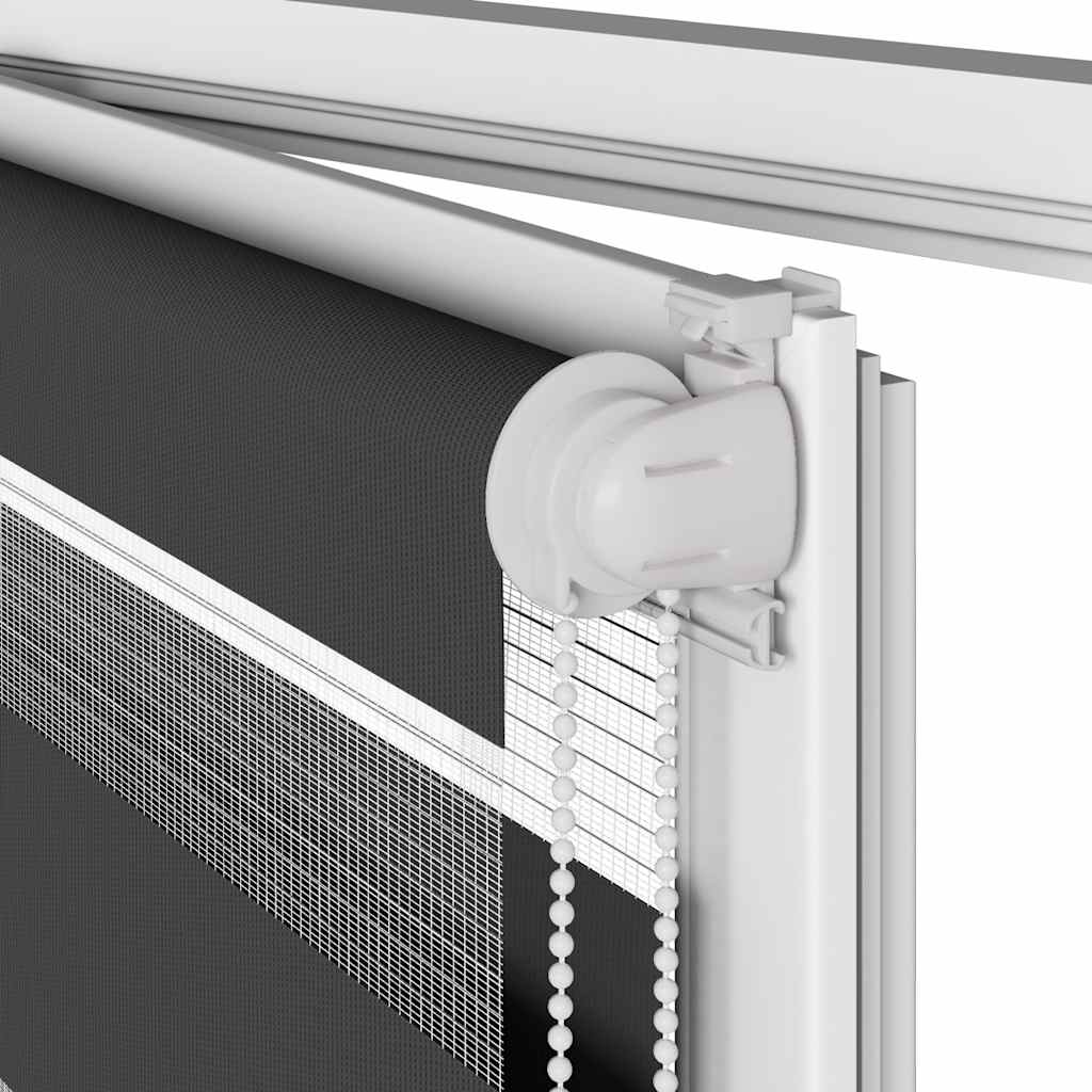 Doppelrollo Schwarz 115x230 cm Stoffbreite 110,9 cm Polyester