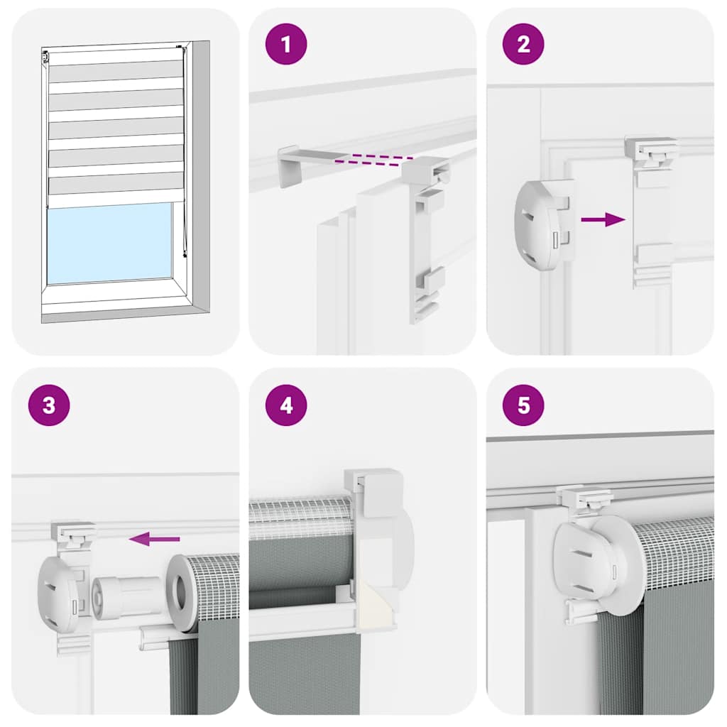 Doppelrollo Weiß 85x200 cm Stoffbreite 80,9 cm Polyester