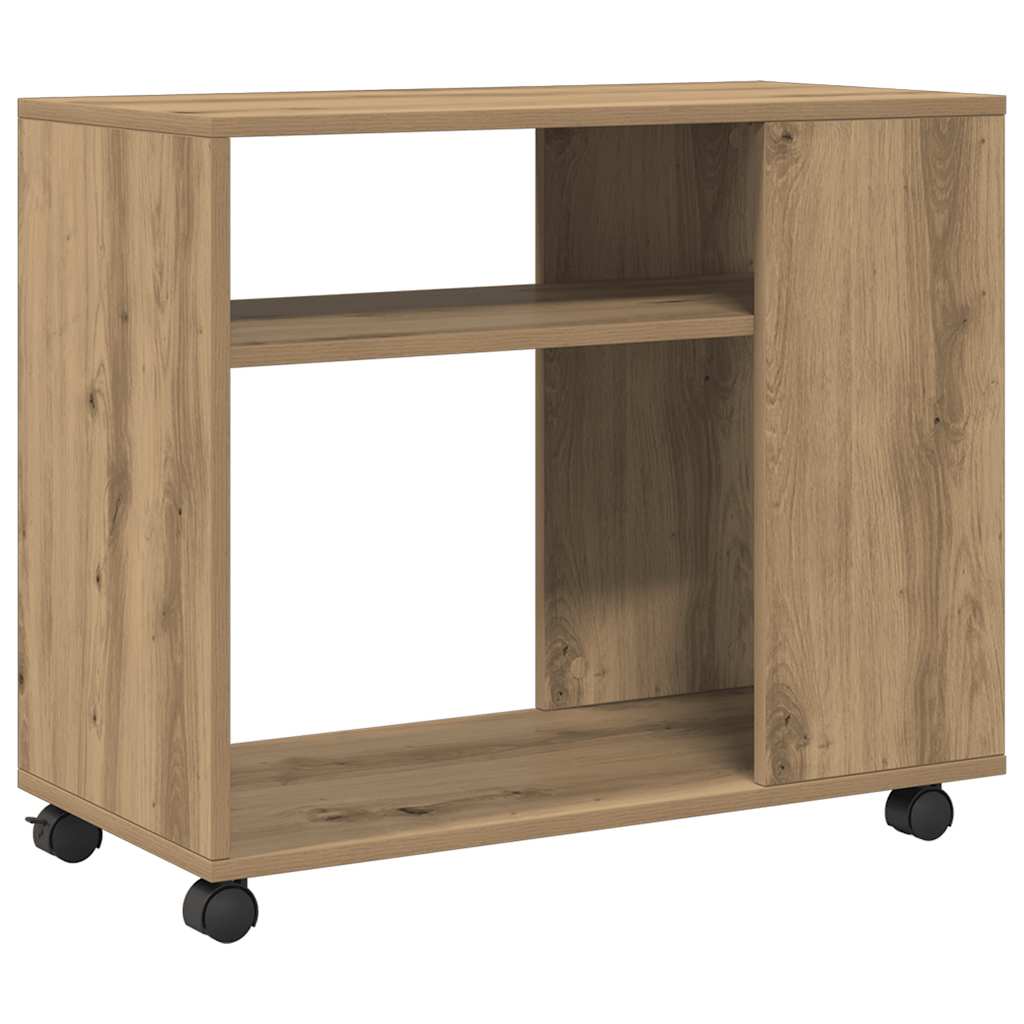 Beistelltisch mit Rollen Artisan-Eiche 70x35x60cm Holzwerkstoff