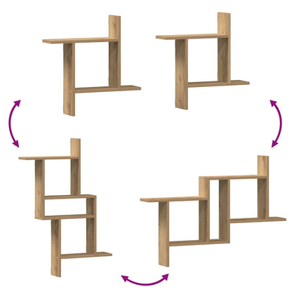 Wandregale 2 Stk. Artisan-Eiche 50x12x50 cm Holzwerkstoff