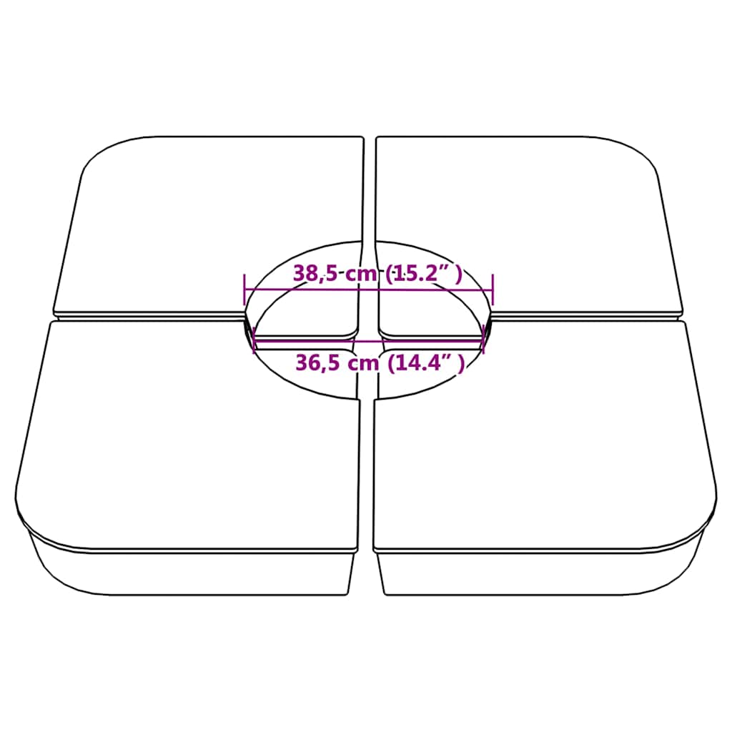 4-tlg. Kreuzfuß-Schirmständer-Set 100 kg PP
