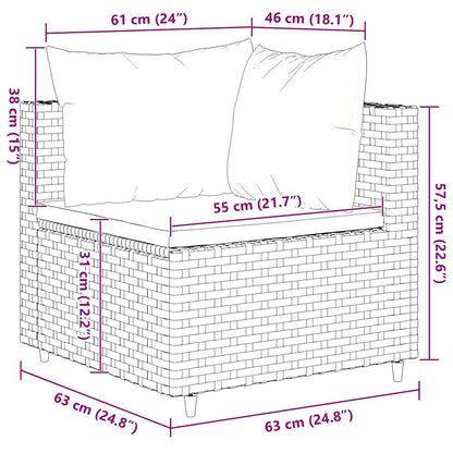 6-tlg. Garten-Lounge-Set mit Kissen Braun Poly Rattan