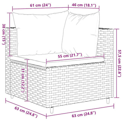 9-tlg. Garten-Lounge-Set mit Kissen Schwarz Poly Rattan