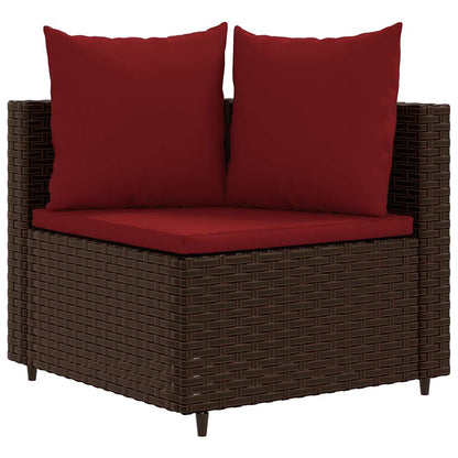 9-tlg. Garten-Sofagarnitur mit Kissen Braun Poly Rattan
