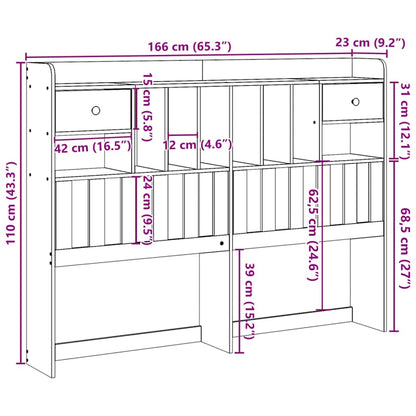 Kopfteil mit Stauraum Weiß 160 cm Massivholz Kiefer
