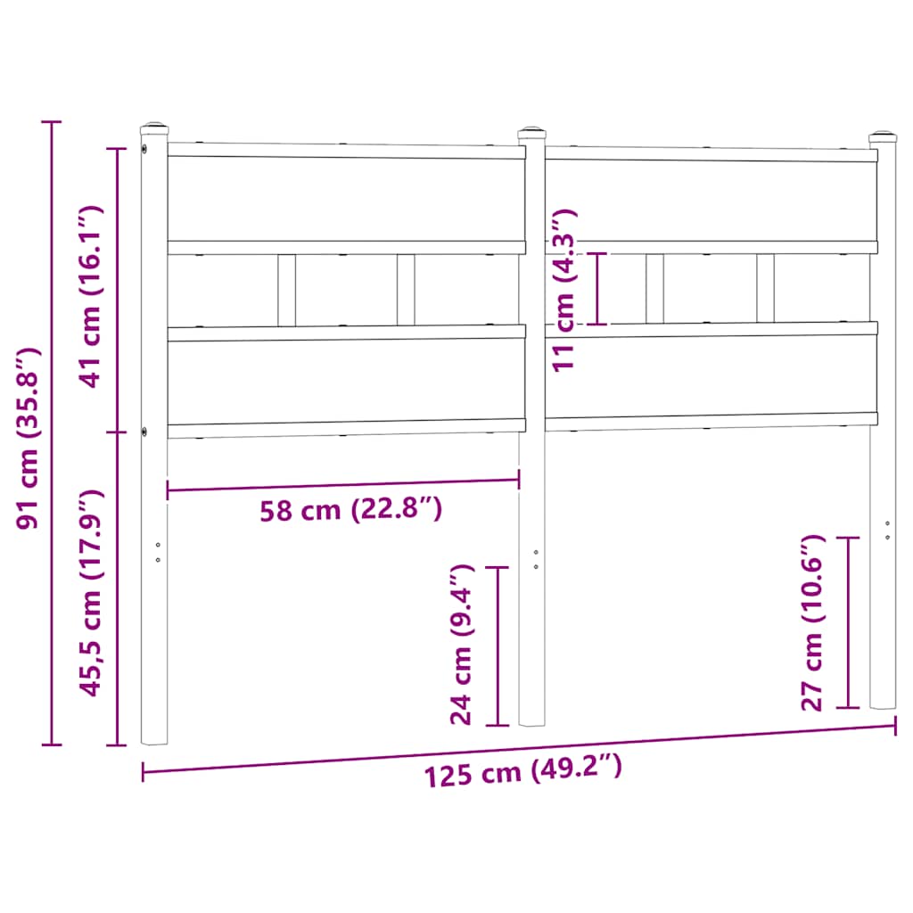 Ersatz-Kopfteil Braun Eichen-Optik 120 cm Stahl und Holzwerkstoff