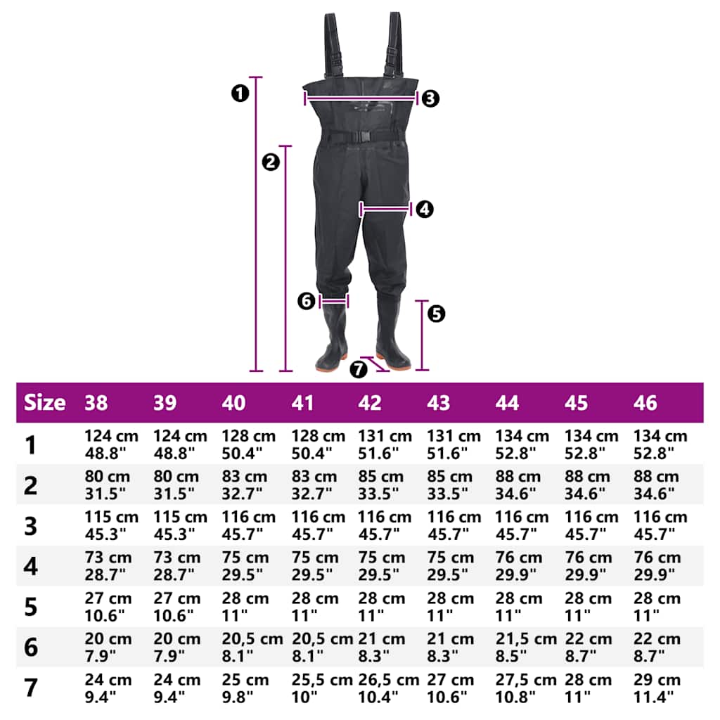 Wathose mit Stiefeln und Gürtel Schwarz Größe 39