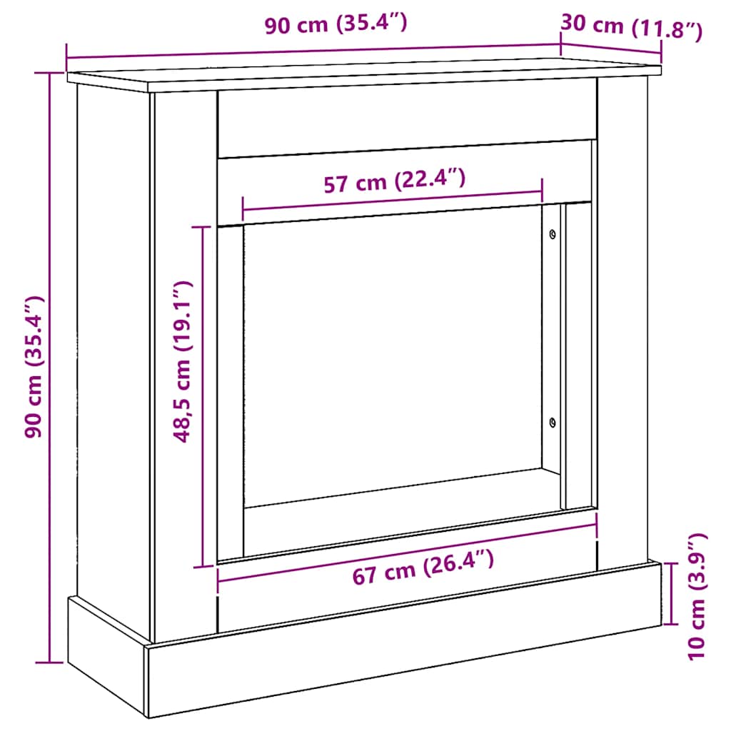 Kaminumrandung Artisan-Eiche 90x30x90 cm Holzwerkstoff