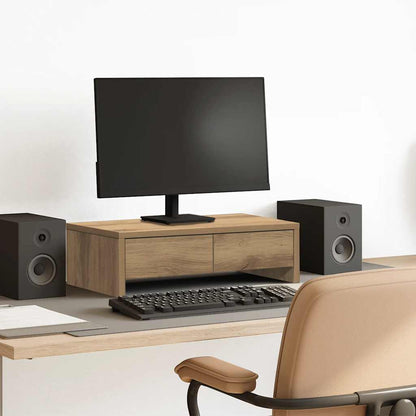 Monitorständer mit Schubladen Artisan-Eiche 50x27x15 cm