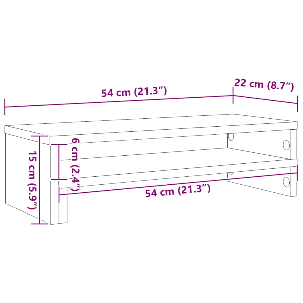 Monitorständer Artisan-Eiche 54x22x15 cm Holzwerkstoff