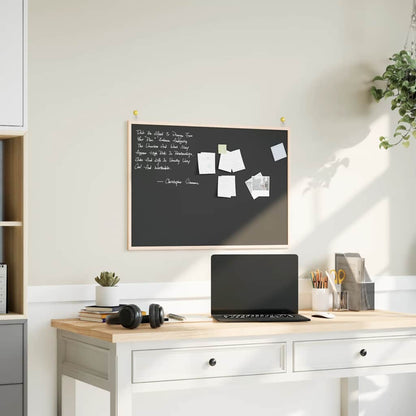 Kreidetafel mit Rahmen aus massivem Kiefernholz Schwarz 80 x 55 cm