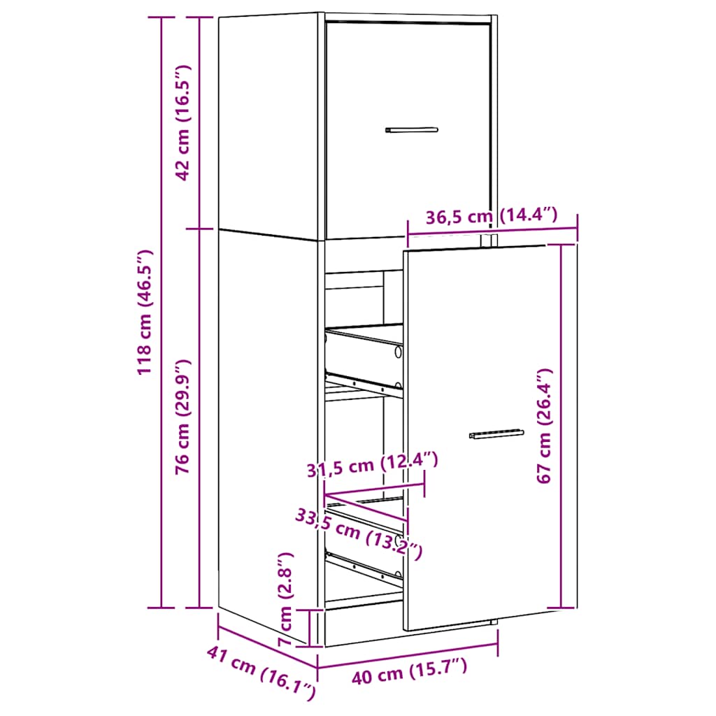 Apothekerschrank Artisan-Eiche 40x41x118 cm Holzwerkstoff