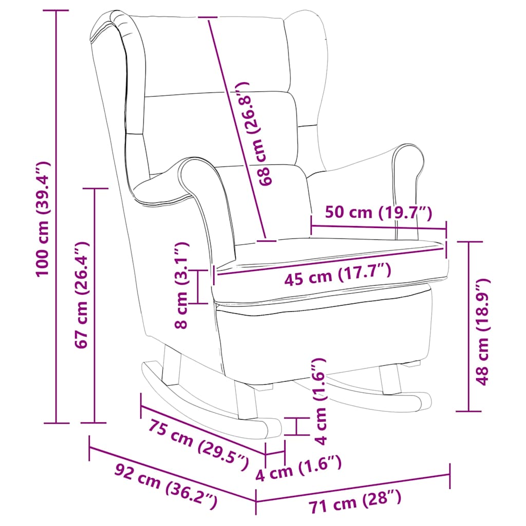 Schaukelsessel Hellgrau 74x90x102 cm Stoff