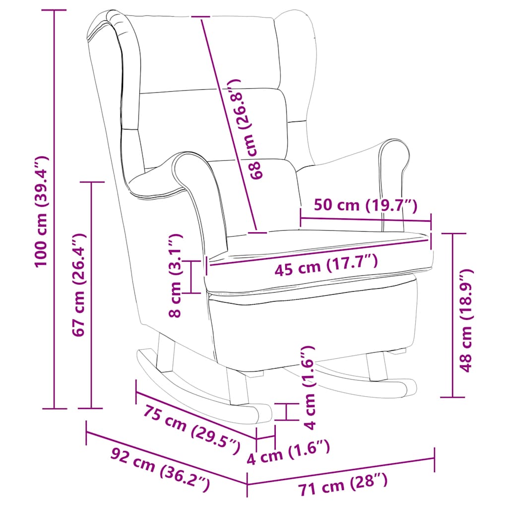 Schaukelsessel Dunkelgrün 74x90x102 cm Stoff