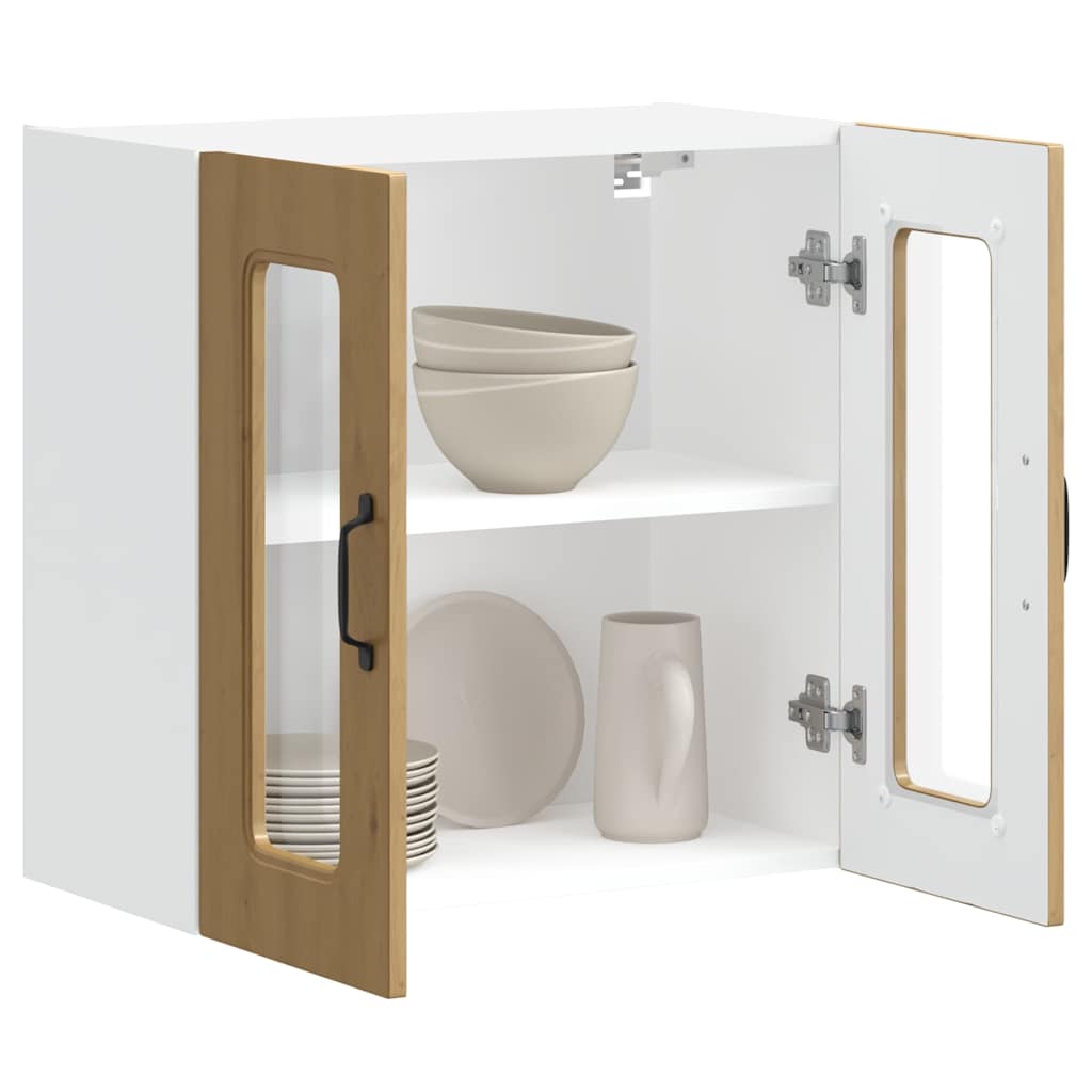 Küchen-Hängeschrank mit Glastür Kalmar Artisan-Eiche Holzwerkstoff