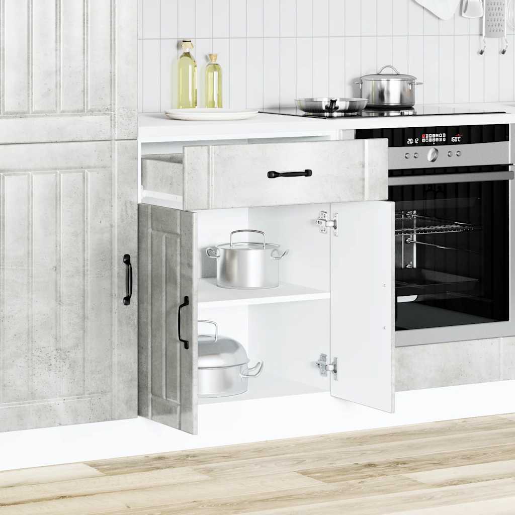 Küchen-Unterschrank Lucca Betongrau Holzwerkstoff