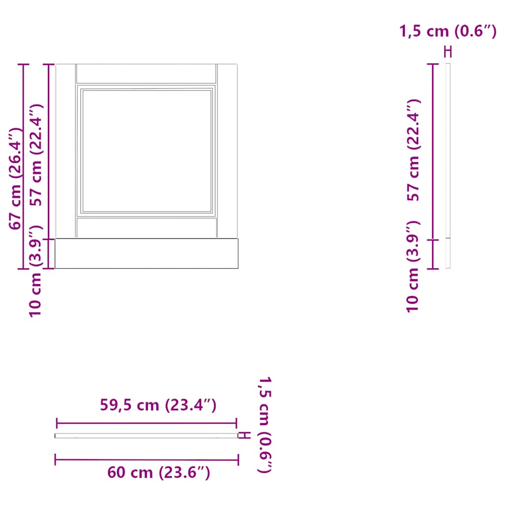 Geschirrspülerblende Porto Schwarz 60x1,5x67 cm Holzwerkstoff