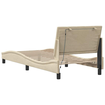 Bettgestell ohne Matratze "Hanko" Creme 80x200 cm Stoff