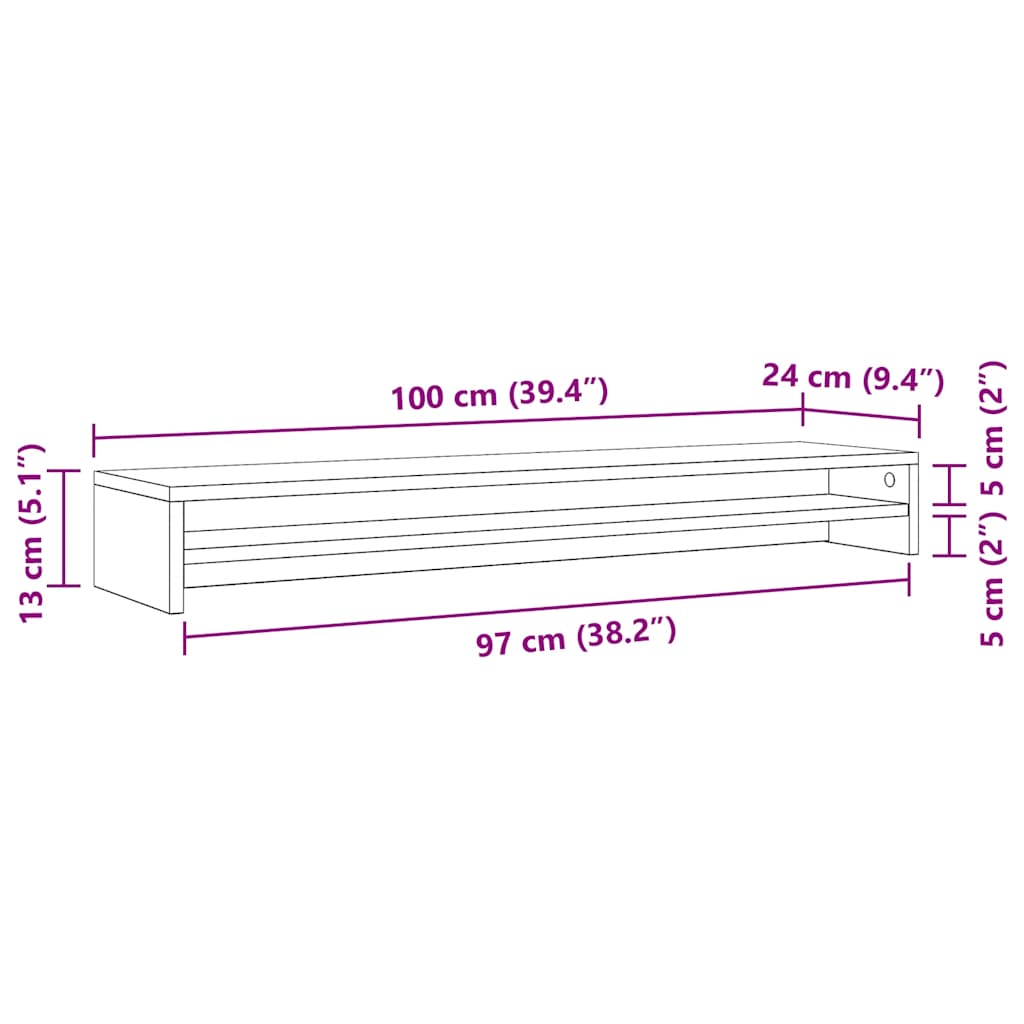 Monitorständer Artisan Oak 100x24x13 cm Holzwerkstoff