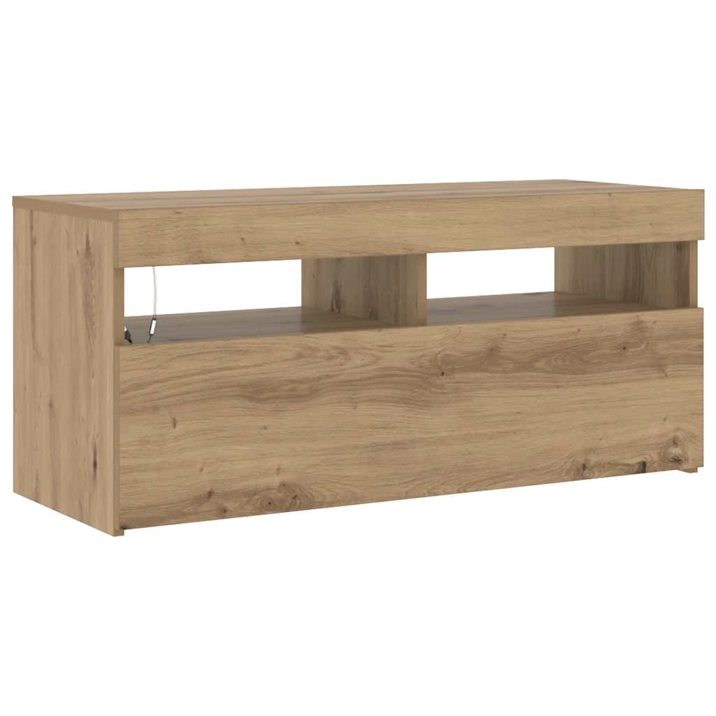 TV-Schrank mit LED-Leuchten Artisan-Eiche 90x35x40 cm