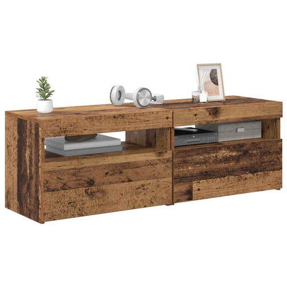 TV-Schränke mit LED-Leuchten 2 Stk. Altholz-Optik Holzwerkstoff