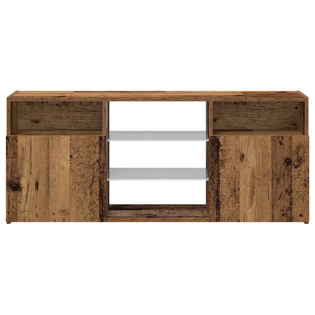TV-Schrank mit LED-Leuchten Altholz-Optik 120x30x50 cm