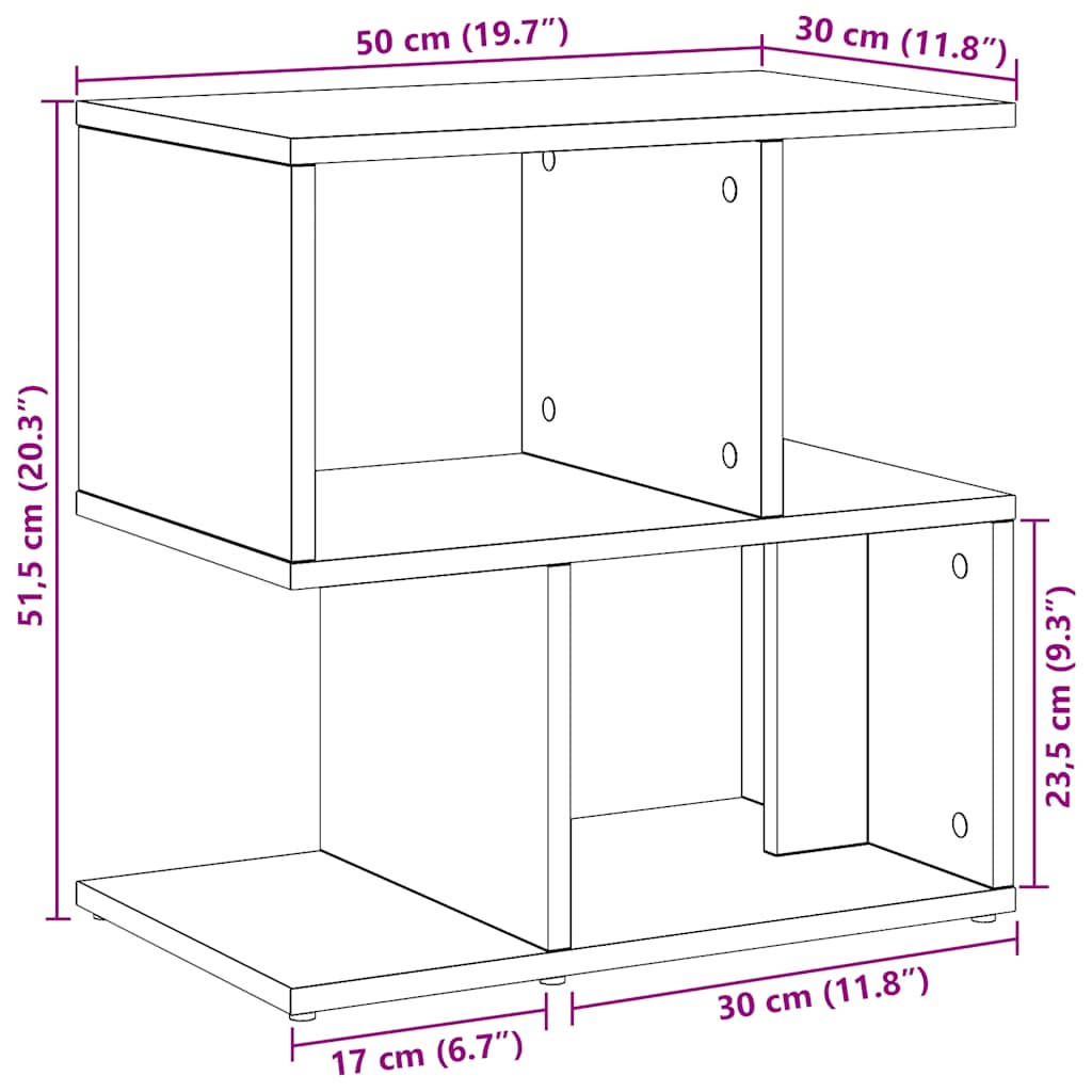 Nachttische 2 Stk. Artisan-Eiche 50x30x51,5 cm Holzwerkstoff