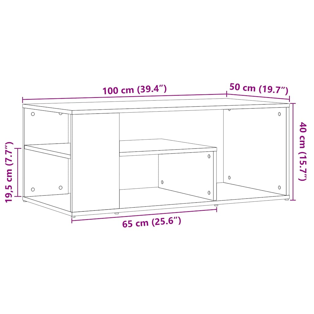 Couchtisch Altholz-Optik 100x50x40 cm Holzwerkstoff