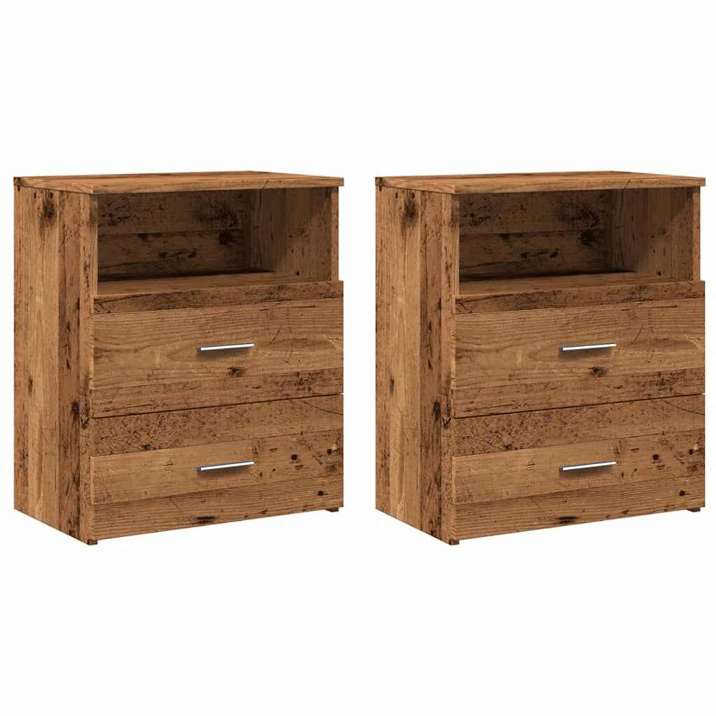 Nachttische 2 Stk. Altholz-Optik 50x32x60 cm Holzwerkstoff