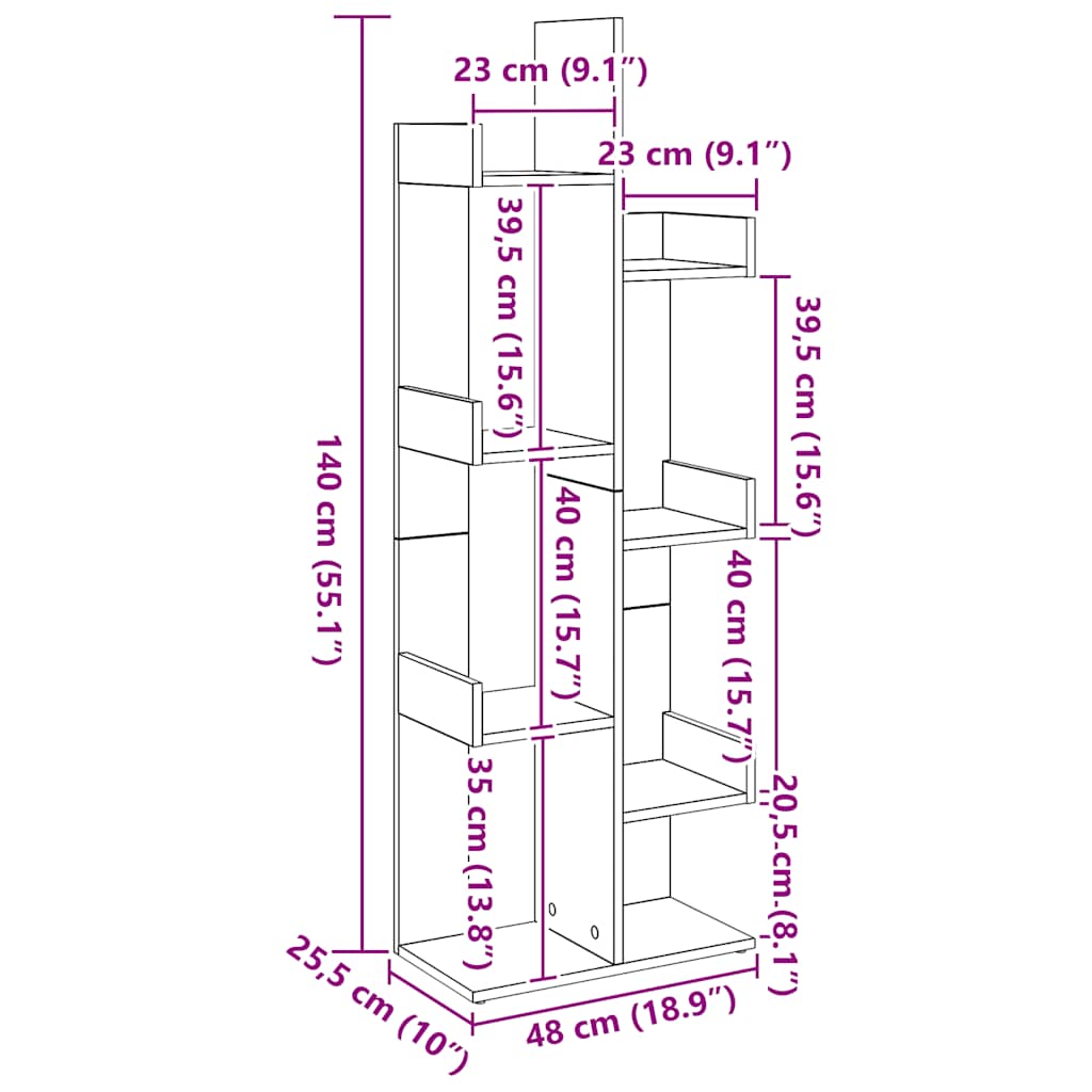 Bücherregal Artisan-Eiche 48x25,5x140 cm Holzwerkstoff