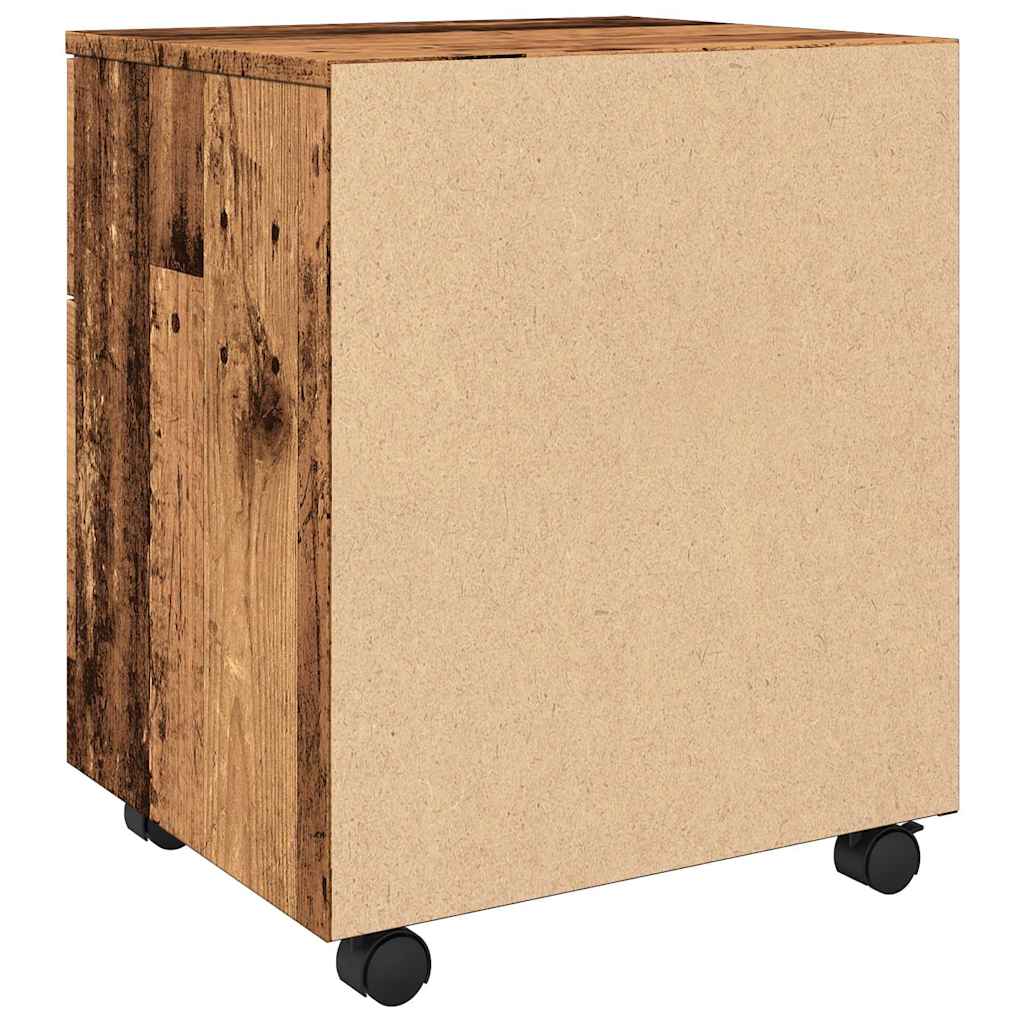 Mobiler Aktenschrank mit Rollen Altholz 45x38x54 cm