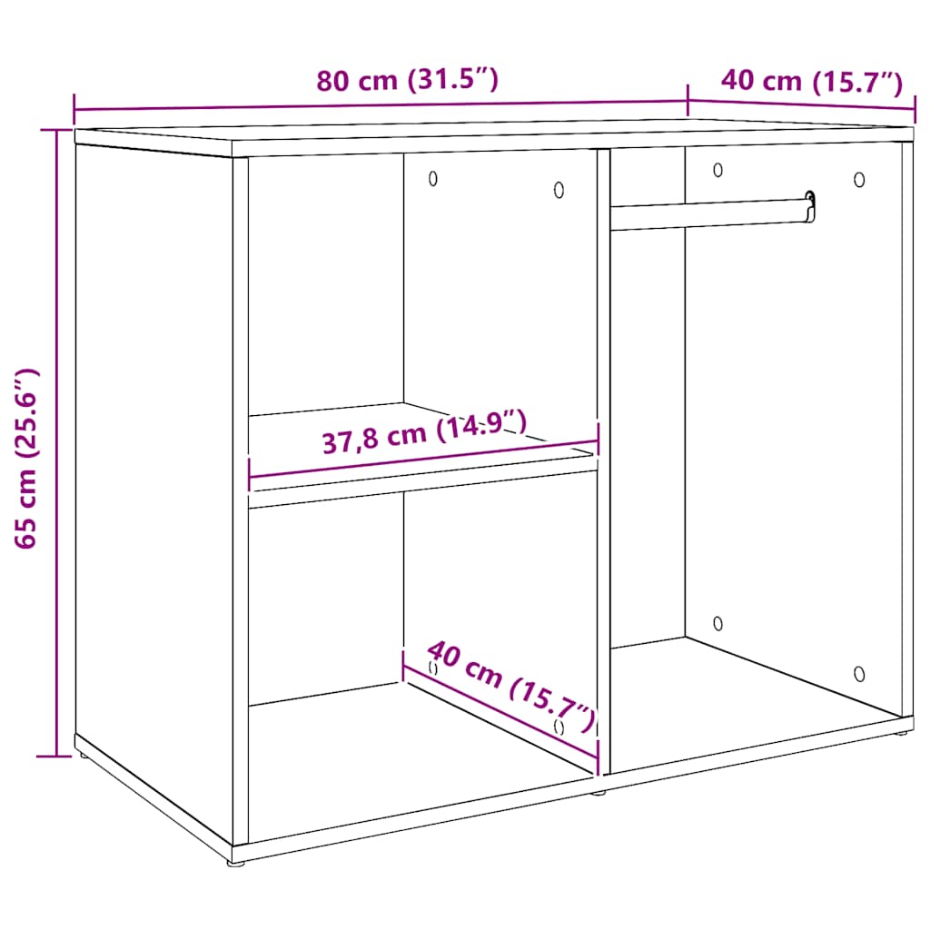 Ankleideschrank Artisan Eiche 80x40x65 cm Holzwerkstoff