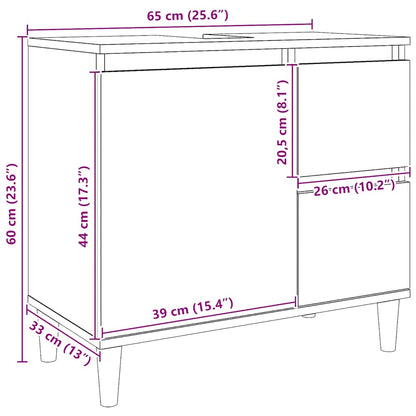 Waschbeckenunterschrank Artisan-Eiche 65x33x60 cm Holzwerkstoff