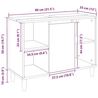 Badschrank Braun Artisan-Eiche 80x33x60 cm Holzwerkstoff