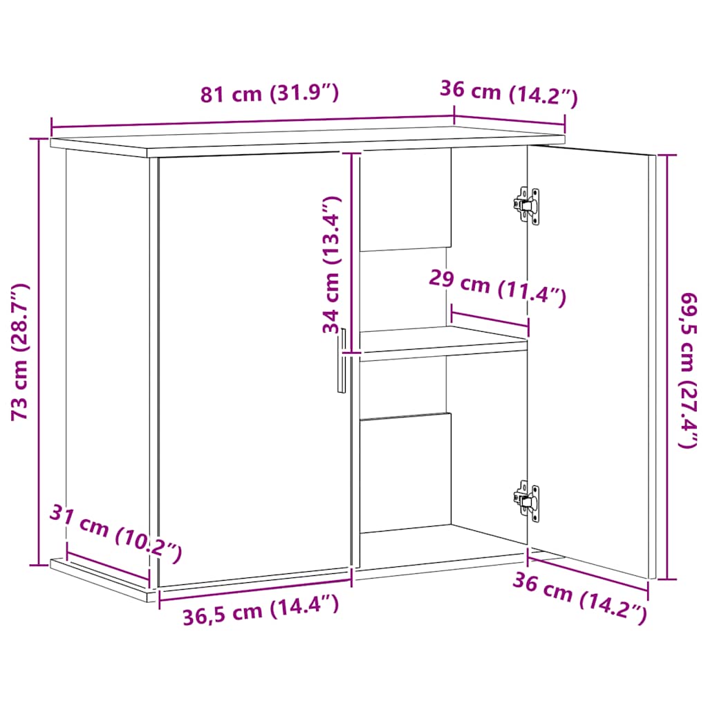 Aquariumständer Altholz-Optik 81x36x73 cm Holzwerkstoff