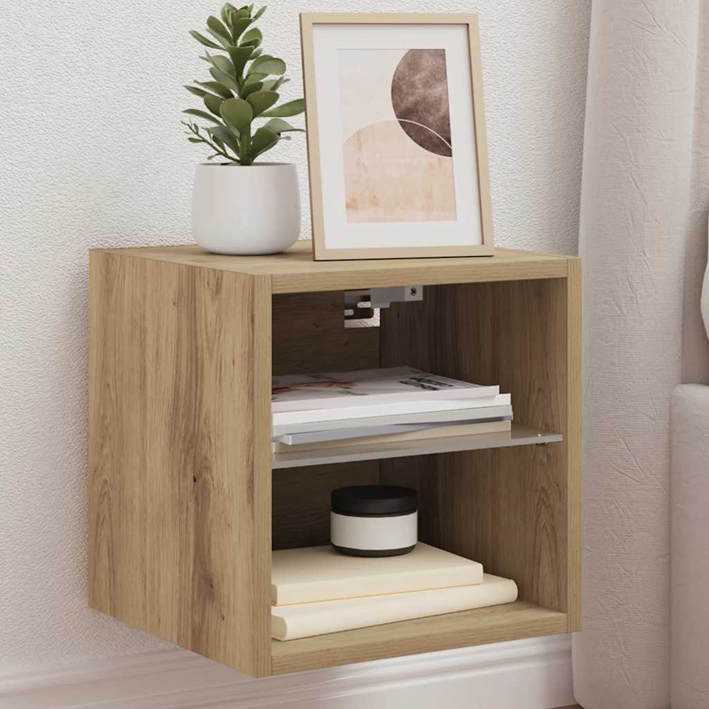 TV-Wandschrank mit LED-Leuchten Artisan-Eiche 30x28,5x30cm