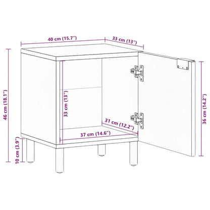 Nachttisch Schwarz 40x33x46 cm Massivholz Mango