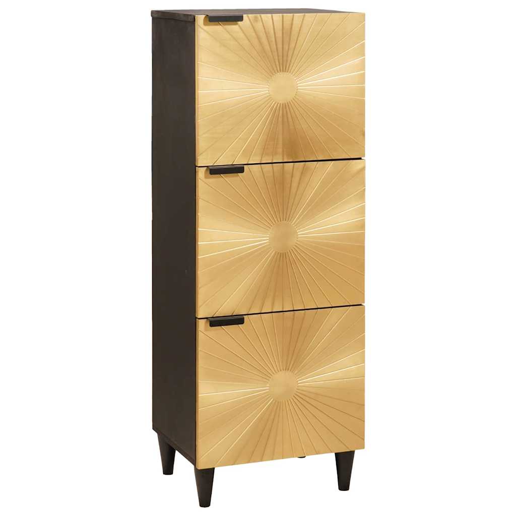 Seitenschrank mit Speicher Schwarz und Gold 40 x 33,5 x 110 cm