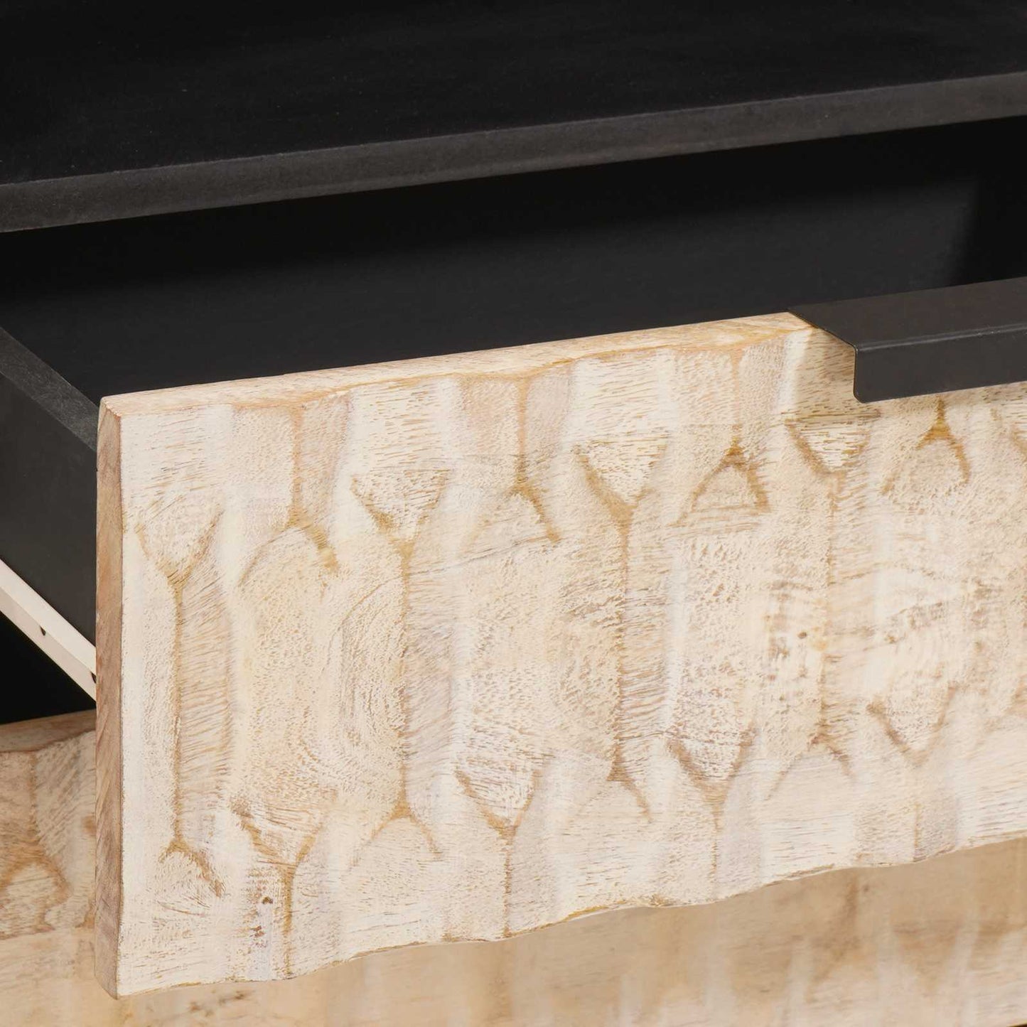 Nachttisch mit Schubladen Weiß 50 x 33 x 60 cm Massivholz Mango