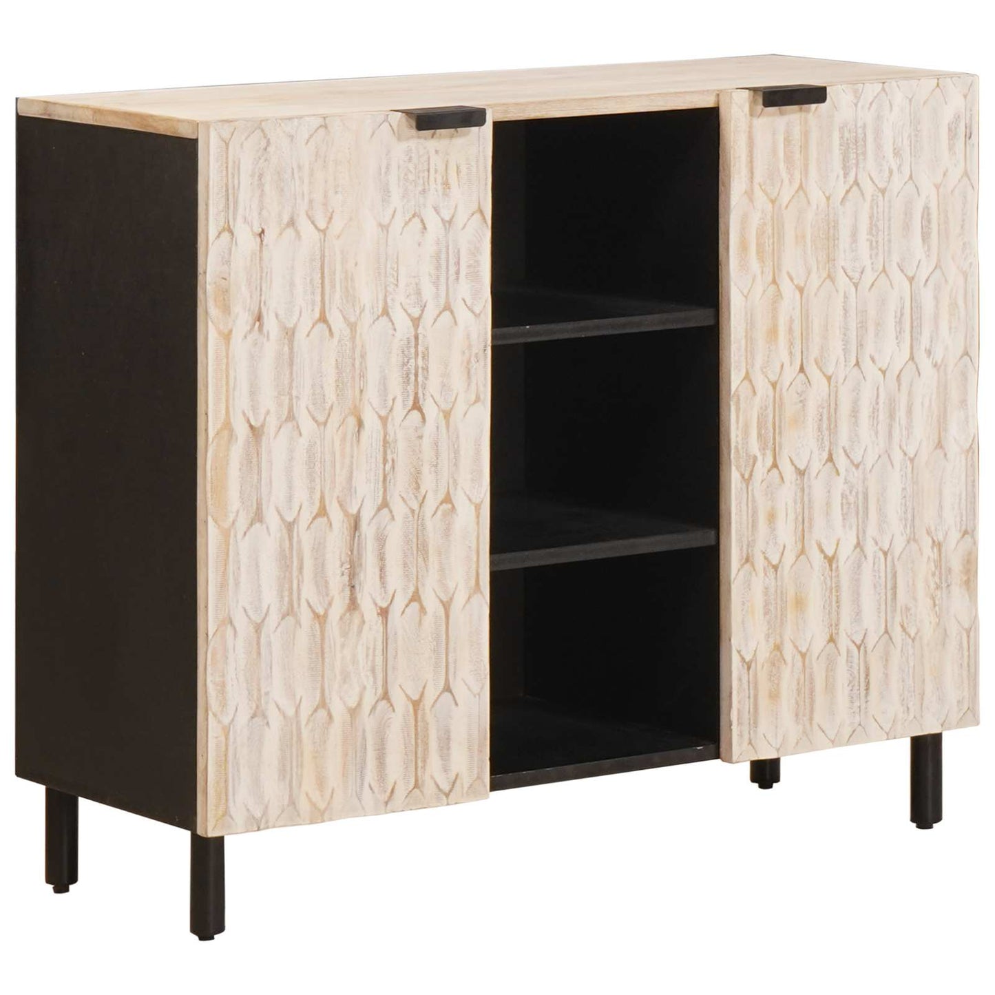 Sideboard mit Regal Weiße gewaschene Oberfläche 90 x 33 x 75 cm
