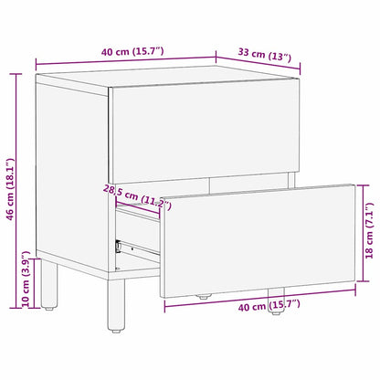 Nachttisch 2 pcs Braun 40 x 33 x 46 cm Massivholz Mango