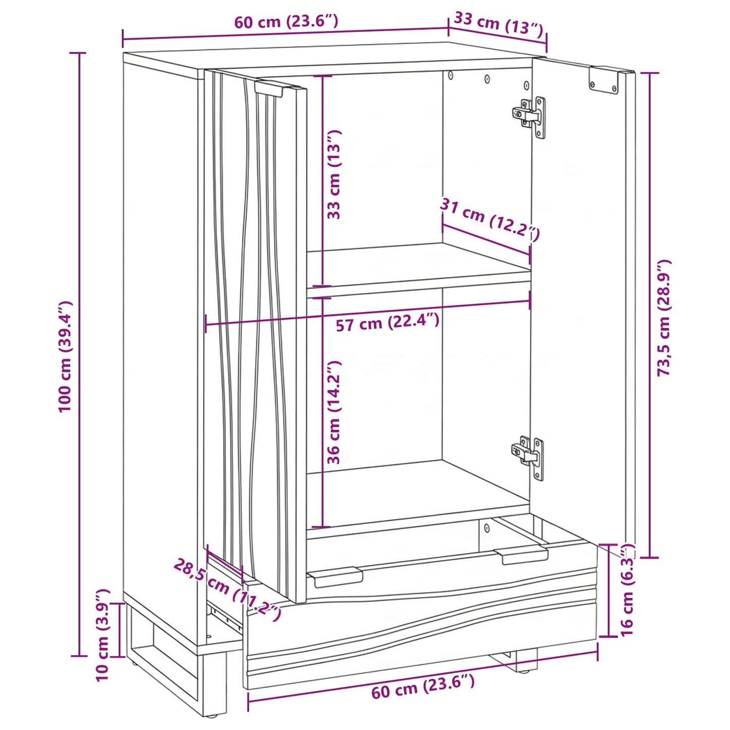 Medienlagerungsschränke & Regale Weiß 60 x 33 x 100 cm