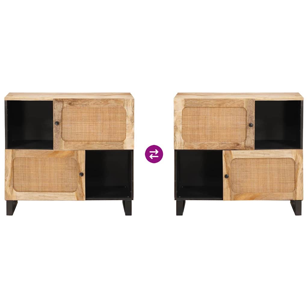 Sideboard mit Speicher Braun 80 x 33 x 75 cm Massivholz Mango